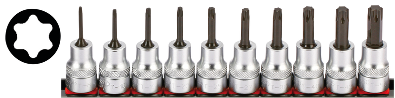 3/8 Inch Socketbitset Torx 10Pc On Rail