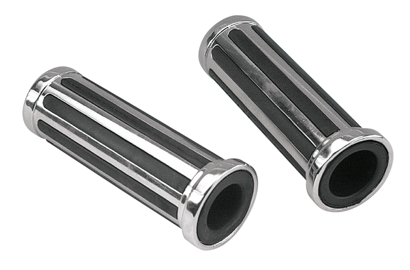 Streamliner Grip Set Chrome/Rubber 1 Inch