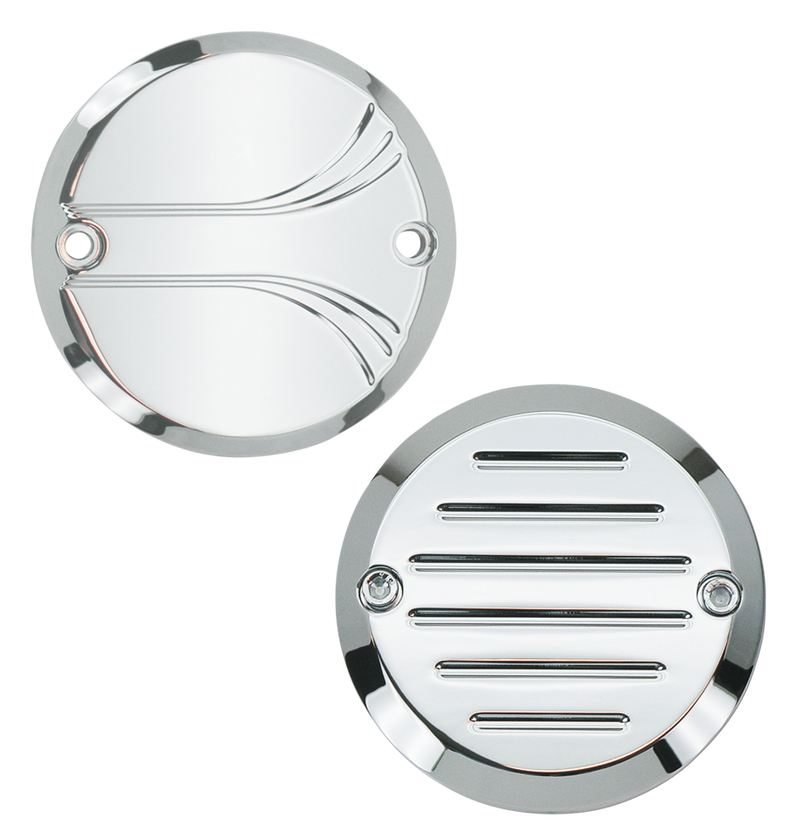 Chrome Billet Timer Cover Grooved 2-