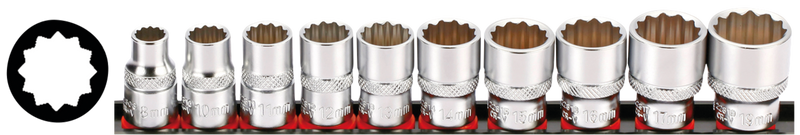 3/8 Inch Socketset 12-Point Metric 10Pc On R