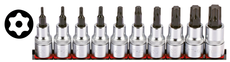 1/2 Inch Socketbitset Torx 10Pc On Rail