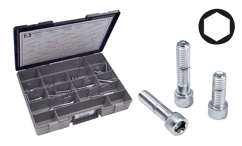 Assortment Tray Chrome Allen Head Screws 7/16 Inch UNC