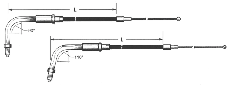 Black BT90 33 Inch 90 Degree Throttle