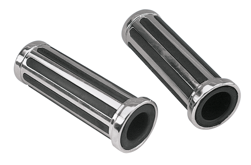 Streamliner Grip Set Chrome/Rubber 1 Inch