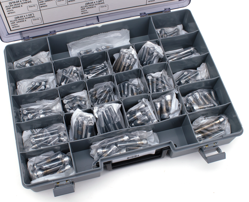 Assortment Tray Allen Head Screws Chrome UNF