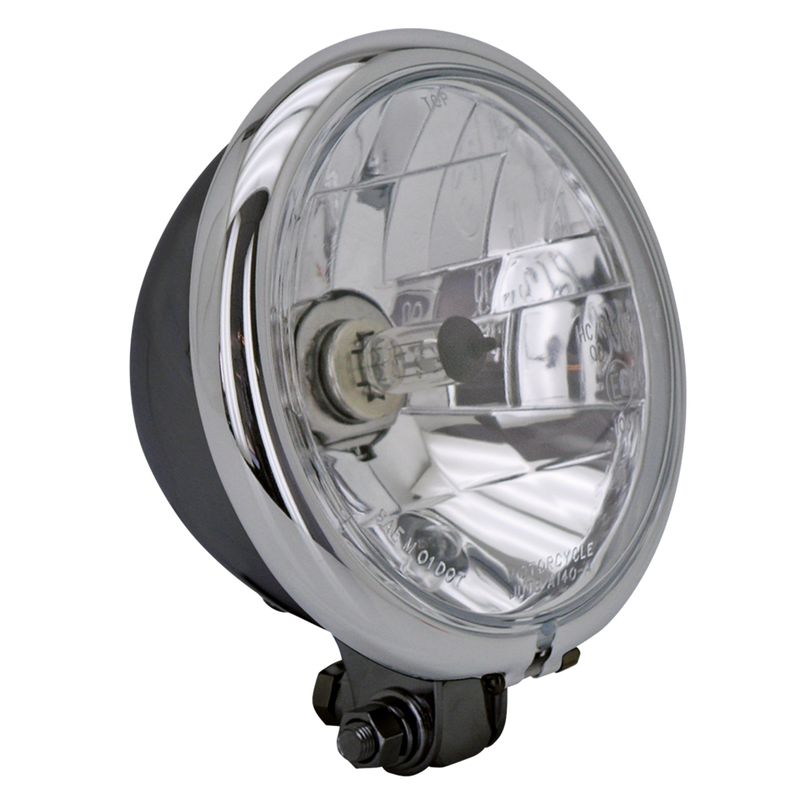 Classic 5.75 Inch Headlight Black W/Chrome