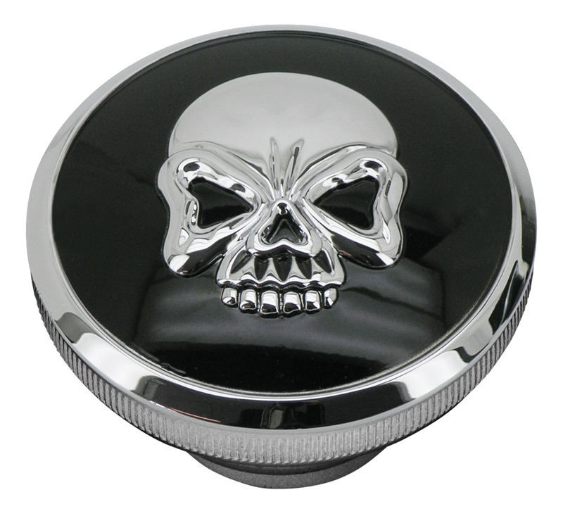 Skull Black/Chrome Gas Cap Set 84-96