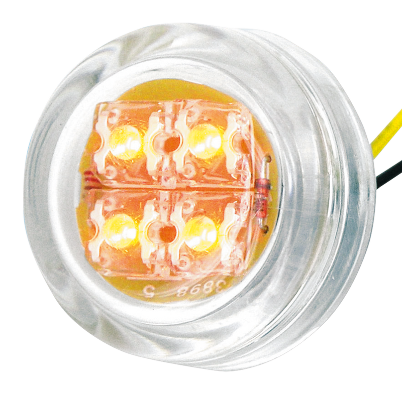 Mini Round Marker Amber Led & Clear