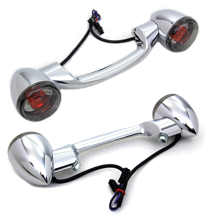 Rear Turn Signal Bar With Bullet Turn Signals Turn Signal Bar Chrome/Smoke Flh/T99-13