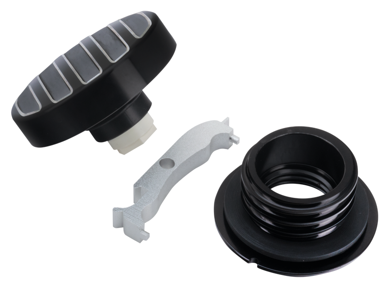 Black Cut Ribbed Screw-In Cap 82-E18