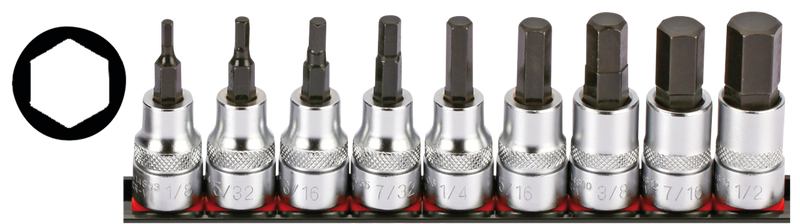 3/8 Inch Socketbitset Hex Inch Sizes 9Pc On
