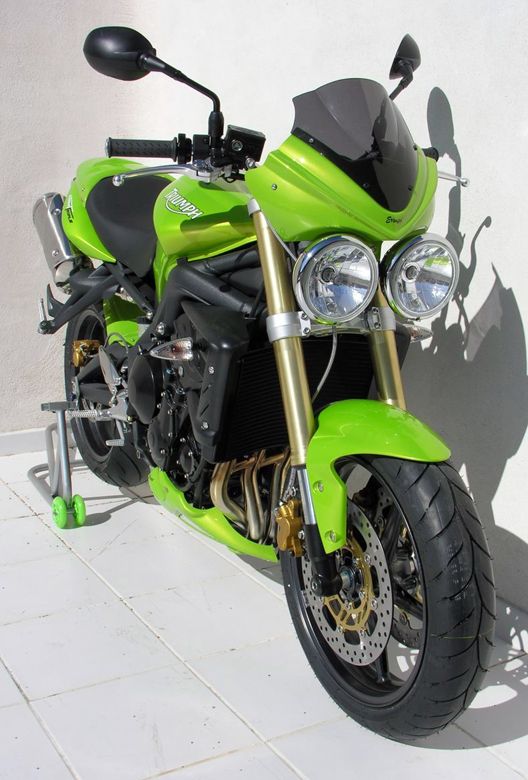 Nose Fairing For Roulette Green [HG] with Dark Smoke Screen For Triumph Street Triple 675 2008-2010