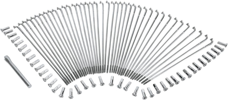 Spoke Set Front 8.25 Inch Stainless Steel For 91 Inch Wide-Glide Hub And Drop-Center Rim