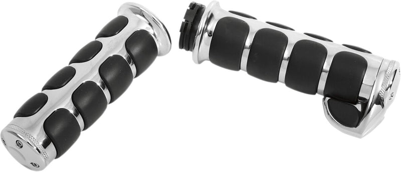 Premium ISO-Grips For Dual Cable Throttle Black / Chrome