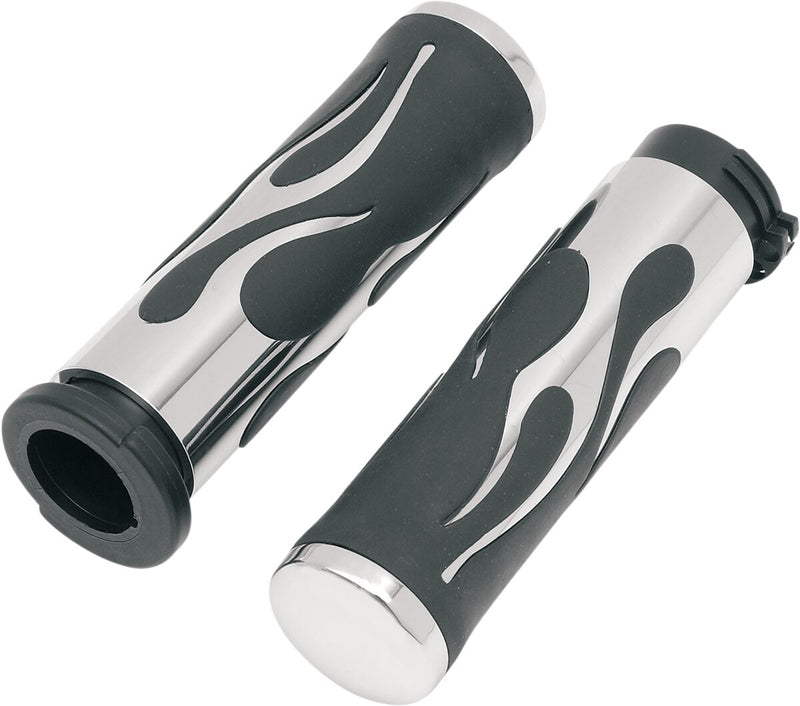 Flamed Grips Black / Chrome