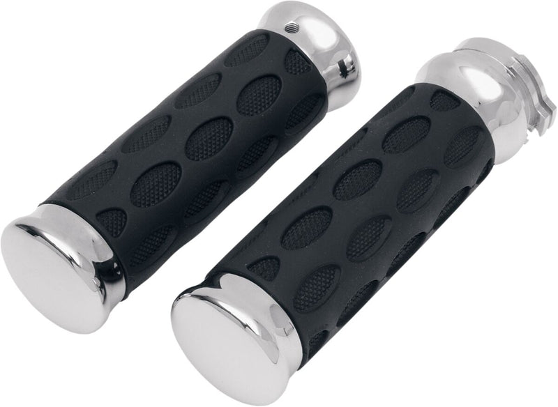 Custom Rubber Grips Black / Chrome For Harley Davidson FLD 1690 2012-2013