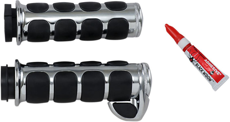 Premium ISO-Grips For Electronic Throttle Black / Chrome