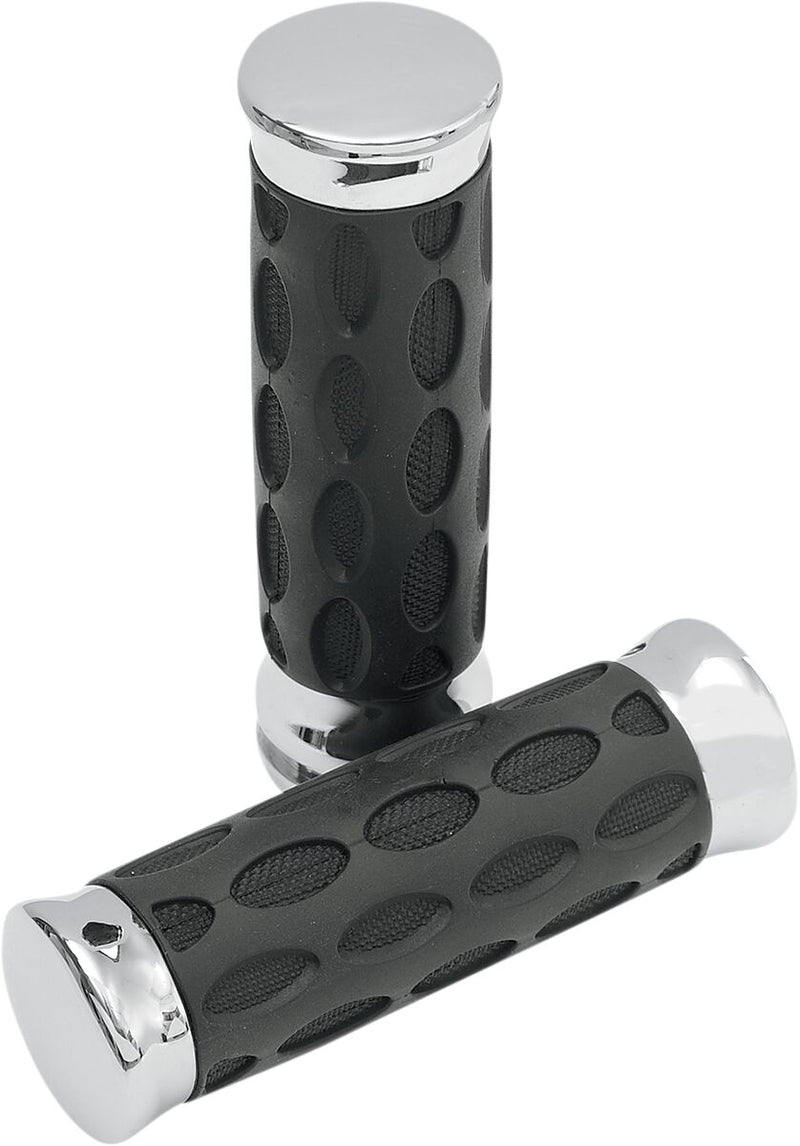 Custom Rubber Grips Black / Chrome For Harley Davidson FLHR 1584 2008