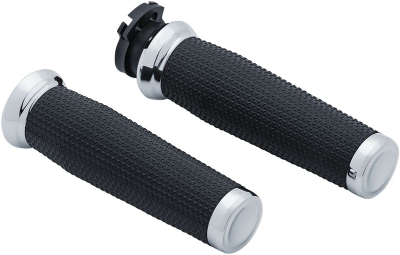 Thresher Handlebar Grips Black / Chrome For Kawasaki VN 1500 1996-1997