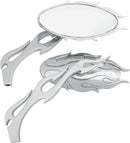 Flame Oval Mirrors Chrome