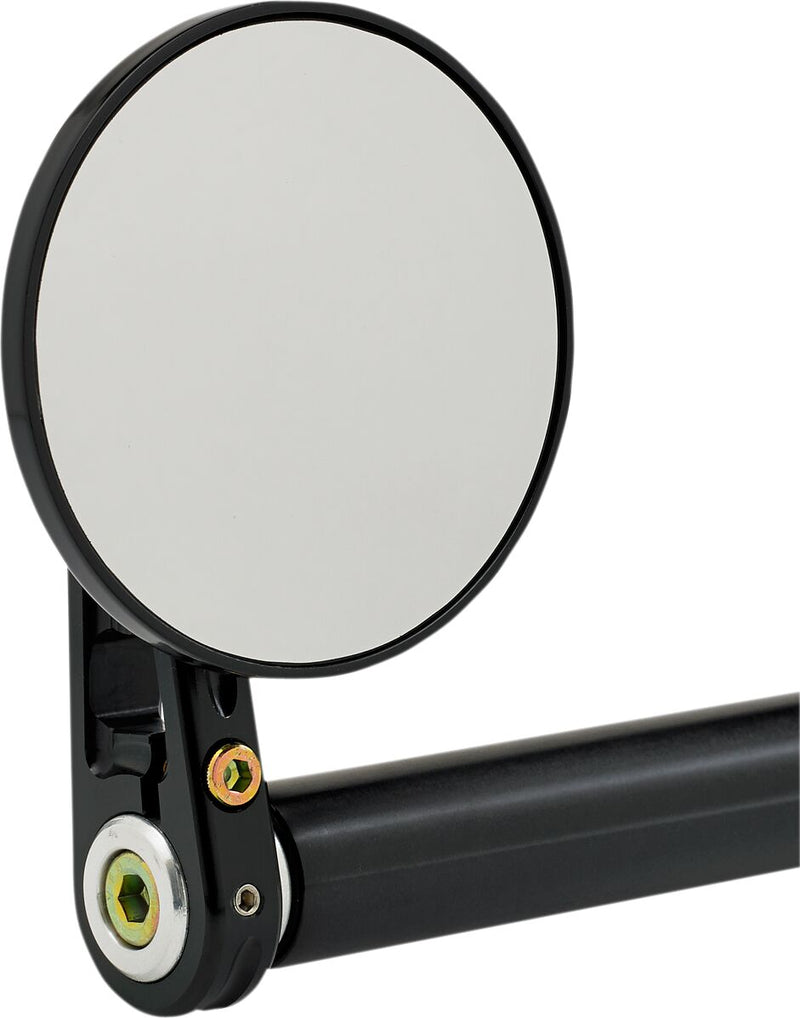 Round Bar End With Stem-D Mirror Black - 3.25 Inch