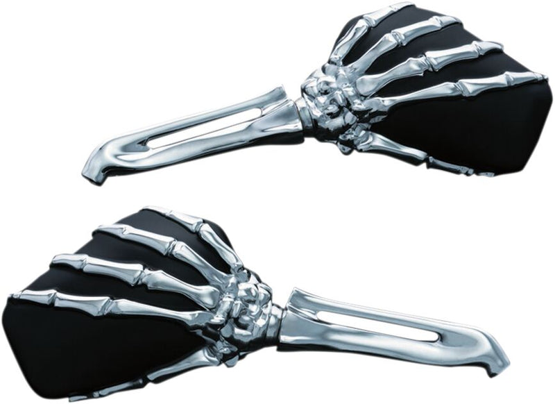 Skeleton Hand Mirrors With Chrome Stems & Black Heads