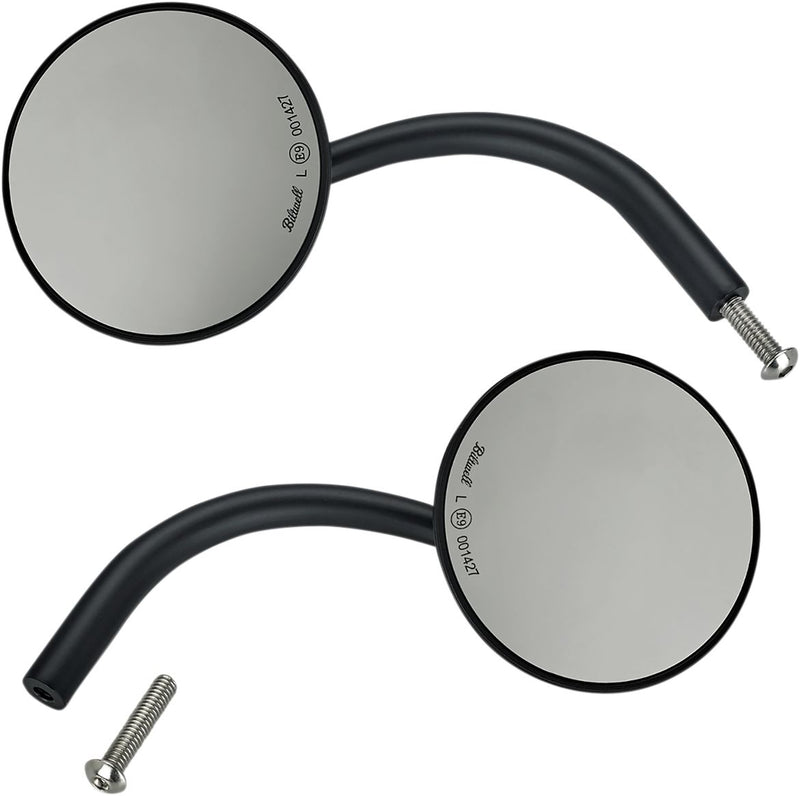 Mirror Long Round For H-D Black - Pair