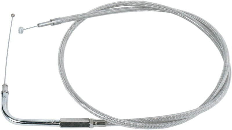 Stainless Braided 90 Degree Throttle Cable Unfinished - 39.5 Inch