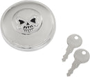 Gas Cap Screw-In Locking Skull Non-Vented Chrome