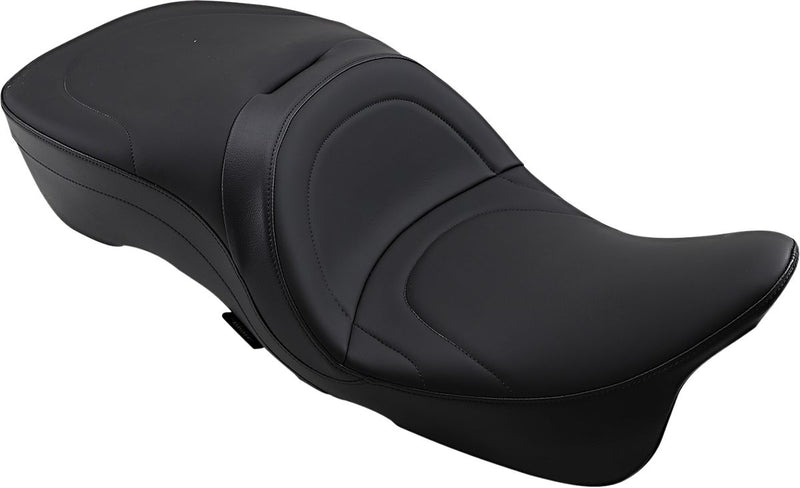 Backrest Compatible 2-Up Leather Touring Seat Mild Stitched Black