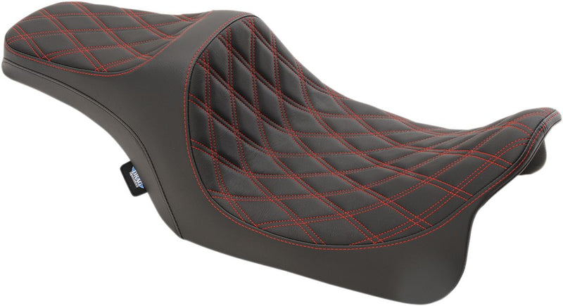 Predator 3 Seat Double Diamond Black / Red For Harley Davidson FLHR 1584 2008