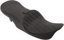 Forward Positioned 2-Up Low Profile Touring Leather Seat Double Diamond Black