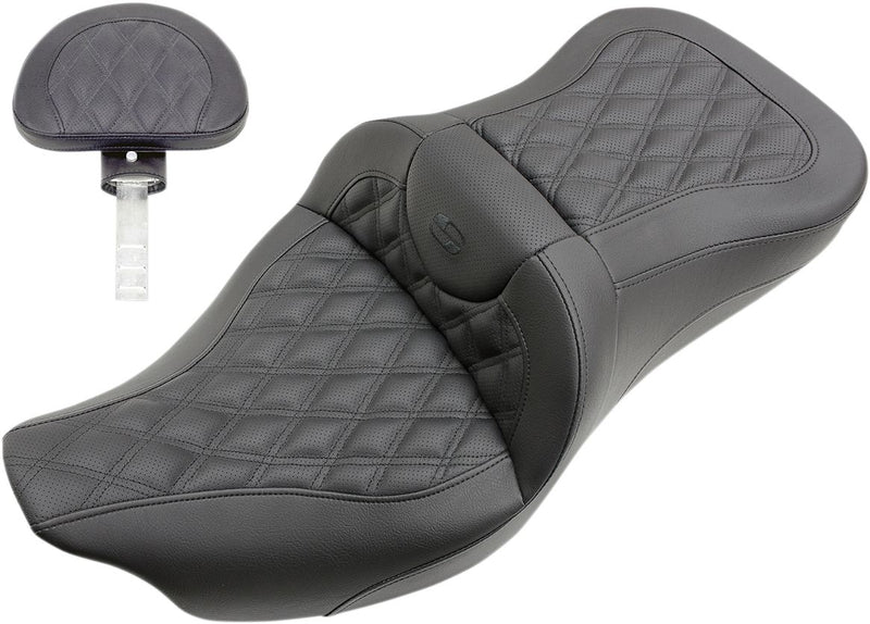 Road Sofa Lattice Stitch Seat Black For Harley Davidson FLHR 1584 2008