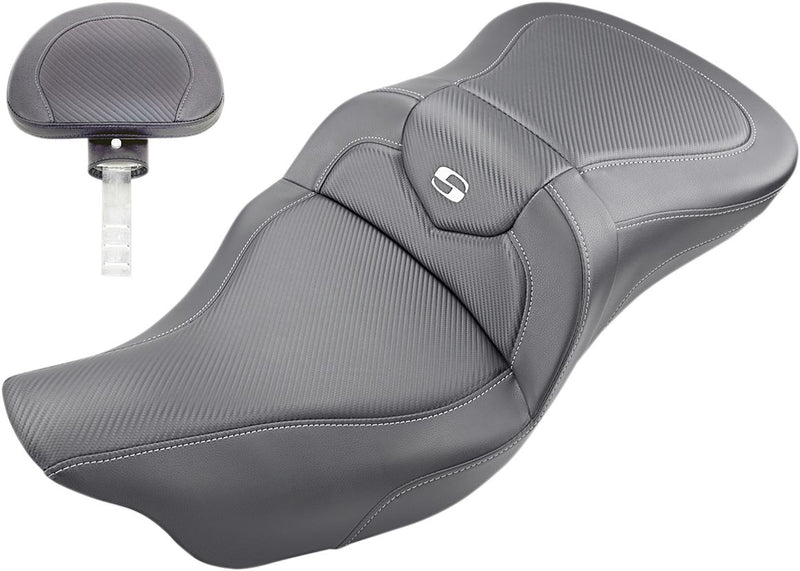 Extended Reach Road Sofa  Seat Black / Silver For Harley Davidson FLHR 1584 2010-2011