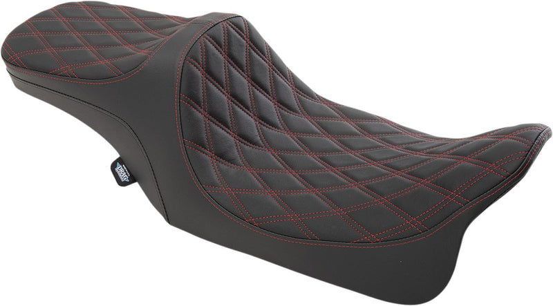 Predator 3 2-Up Seat Double Diamond Black / Red For Harley Davidson FLHR 1340 1997-1998