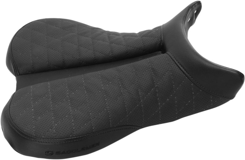 Track LS Front Solo Seat Gel-Channel Leather Saddlegel Plain Black - 30x32 cm