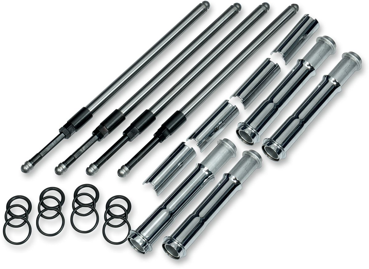 Pushrod Kit Quickee Pushrod Kit With Chrome Covers With Keeper Covers