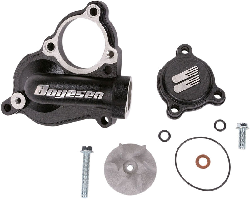 Supercooler Water Pump Cover & Impeller Kit Aluminum Black For Kawasaki KX 250 F 2004-2005