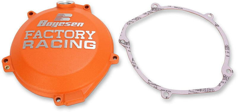 Factory Racing Aluminum Clutch Cover Custom Replacement Powder-Coated Orange