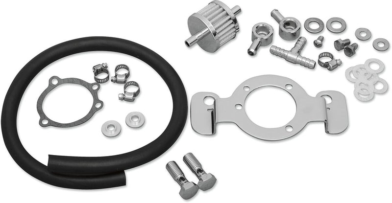 Crankcase Breather/Support Bracket Kit Black / Chrome