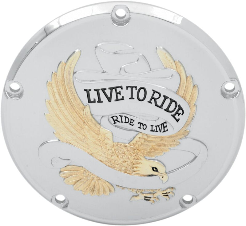 Live To Ride Derby Cover Gold For Harley Davidson FLD 1690 2012-2013