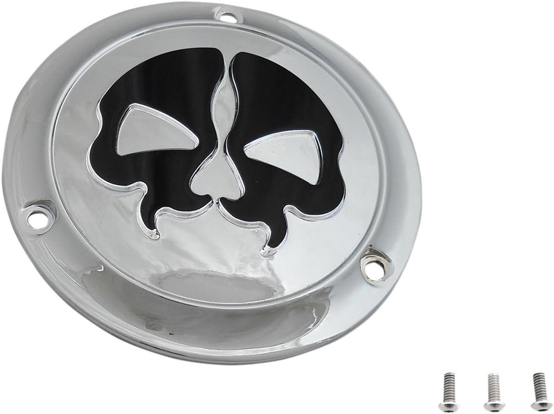 3 Hole Split Skull Derby Cover Chrome For Harley Davidson FL 1200 1970-1977