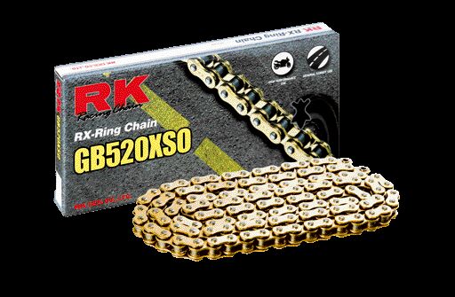 XSO 74 Clip & Rivet Link 520 X-Ring Replacement Drive Chain Gold / Black