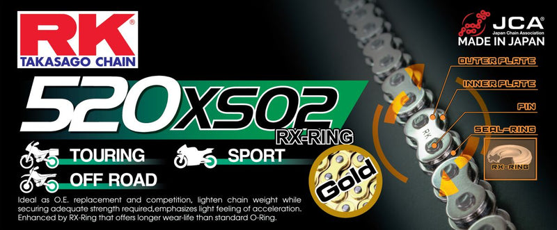 XSO Series 520 Drive Chain Black / Gold - 100 Links