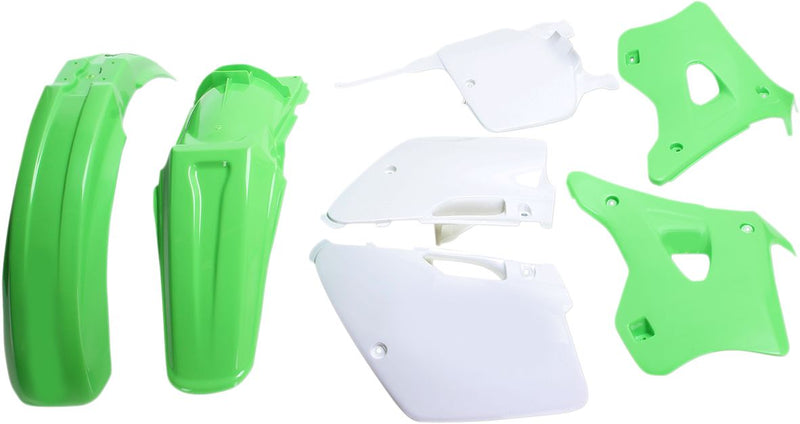 Full Body Replacement Plastic Kit Green / OEM White For Kawasaki KX 125 K 1996-1998