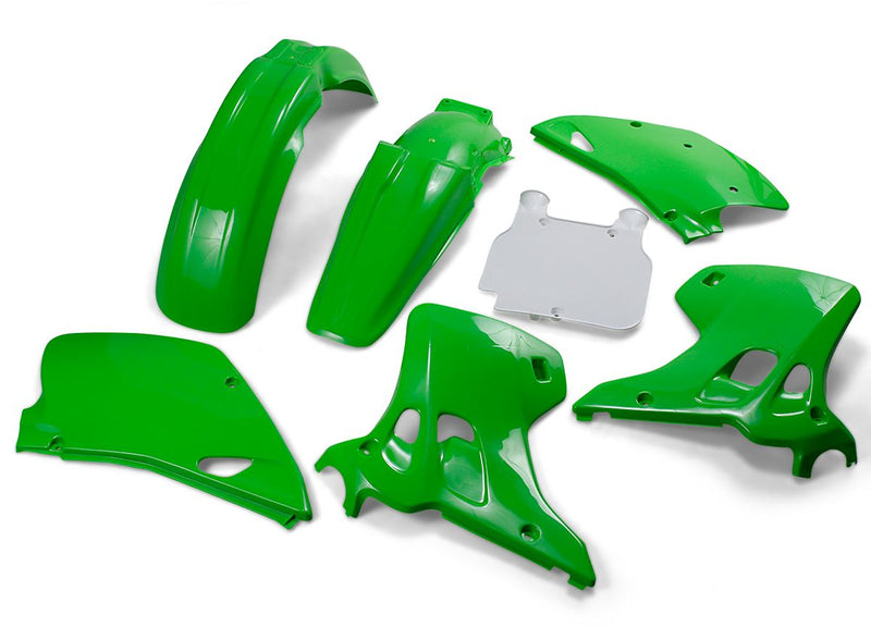 Full Body Replacement Plastic Kit Green / OEM White For Kawasaki KX 125 J 1992