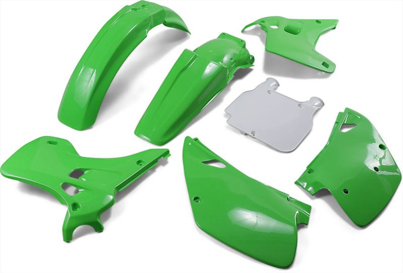 Full Body Replacement Plastic Kit Green / OEM White For Kawasaki KX 125 J 1993