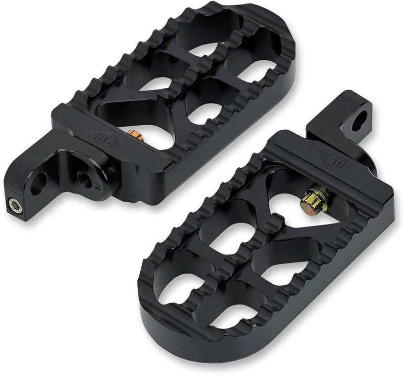 Adjustable Serrated Billet Footpegs Long Aluminium Black