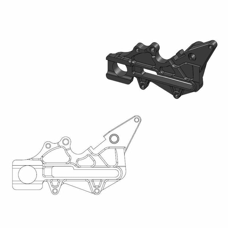 Relocation Bracket 220mm For OEM Caliper Black For Gas Gas EC 350 F 2021-2023