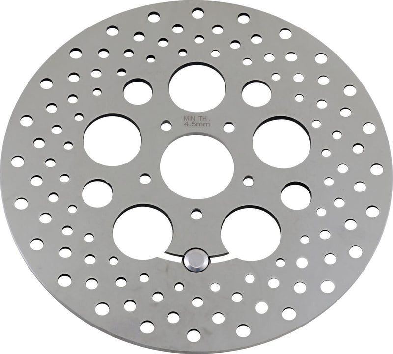 Polished Stainless Steel Drilled Brake Rotor Polished / Silver For Harley Davidson FLHR 1584 2008